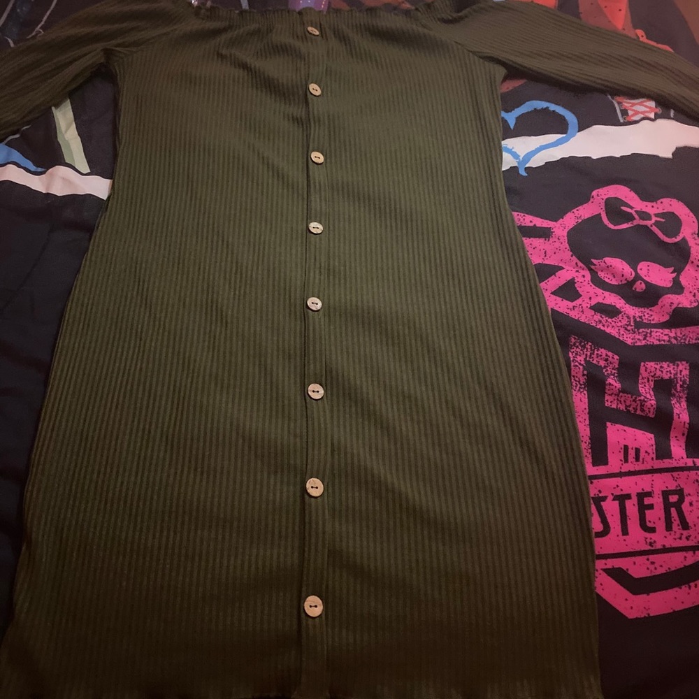 Olive Green Off the Shoulder Dress